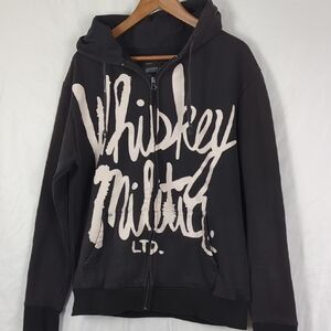 WHISKEY MILITIA Adult Large Thick Black Zip Up Hoodie